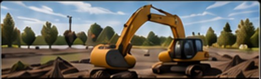Excavator grading an open construction site