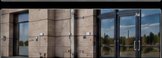 Commercial doors and frames in a stone facade