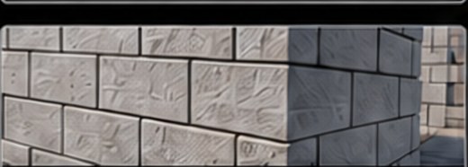 Textured stone masonry block wall