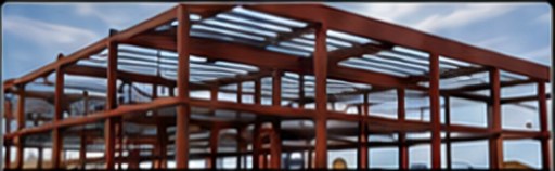 Structural steel building frame with metal decking