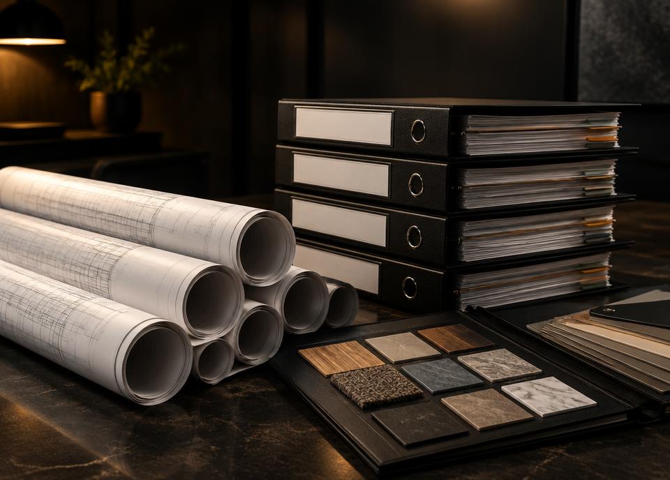 Organized construction submittals and material samples